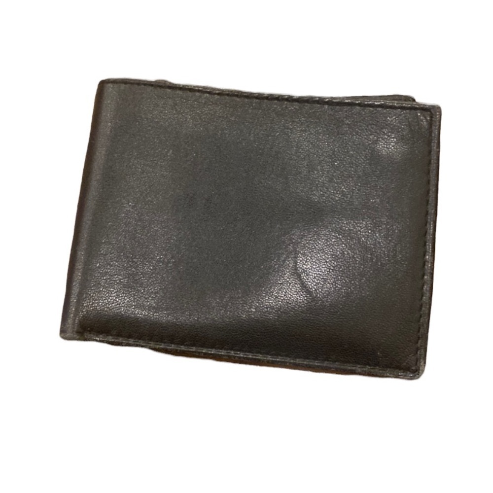 BLACK leather mens wallet lots of slots thin like